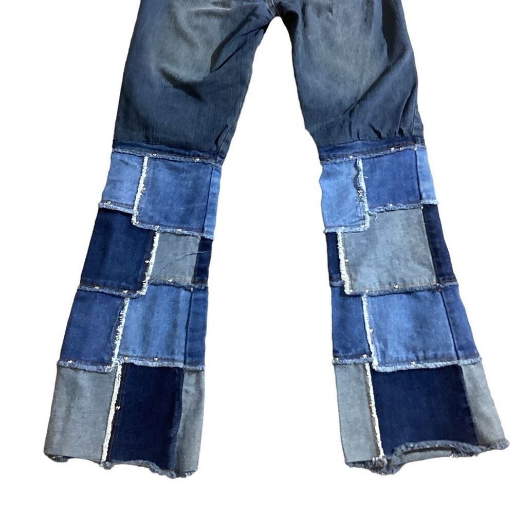 Vintage Y2k Bongo Patchwork Studded Bootcut Hippi… - image 6